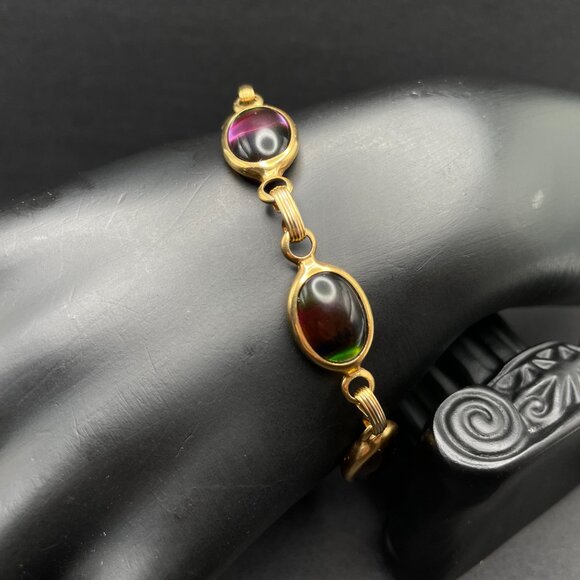 Vintage Sarah Coventry Harmony Bracelet Signed Designer Jewelry Rainbow Glass - Picture 2 of 8